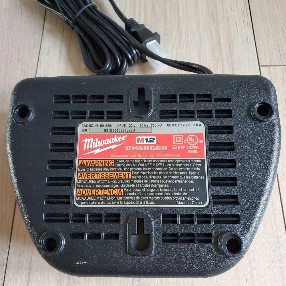 Milwaukee M12 12V Battery Charger Red 48-59-2401 Power Tool Corded OEM Dock